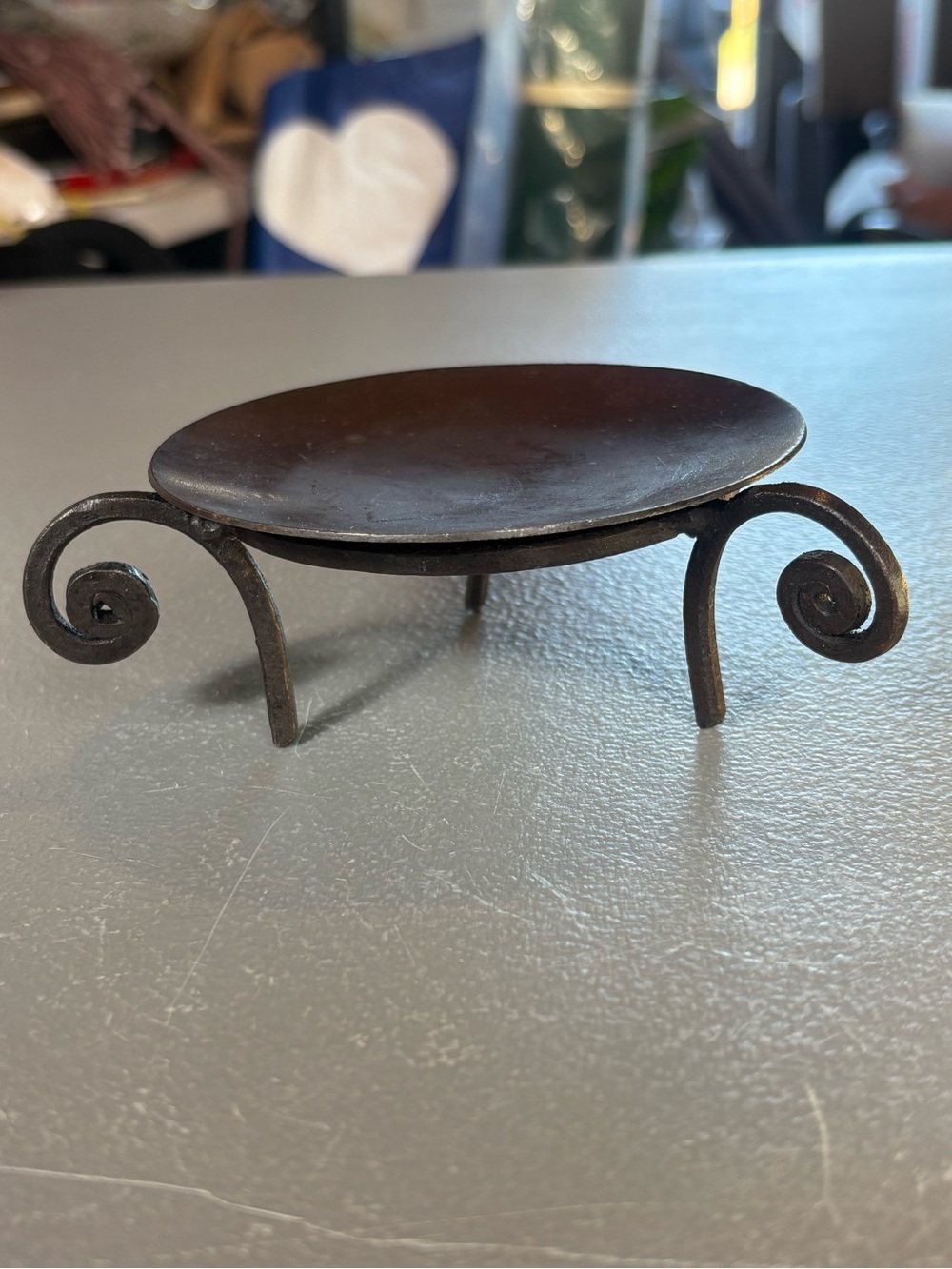Pier 1 Imports Brown Metal Scroll Tabletop Candle Holder 5.5in W x 2.25in H